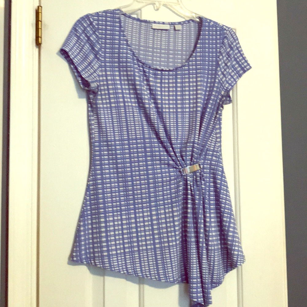 XS Short sleeve blue and white top